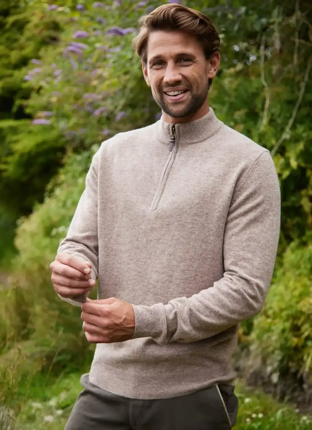 Lambswool Zip Neck Sweater 
