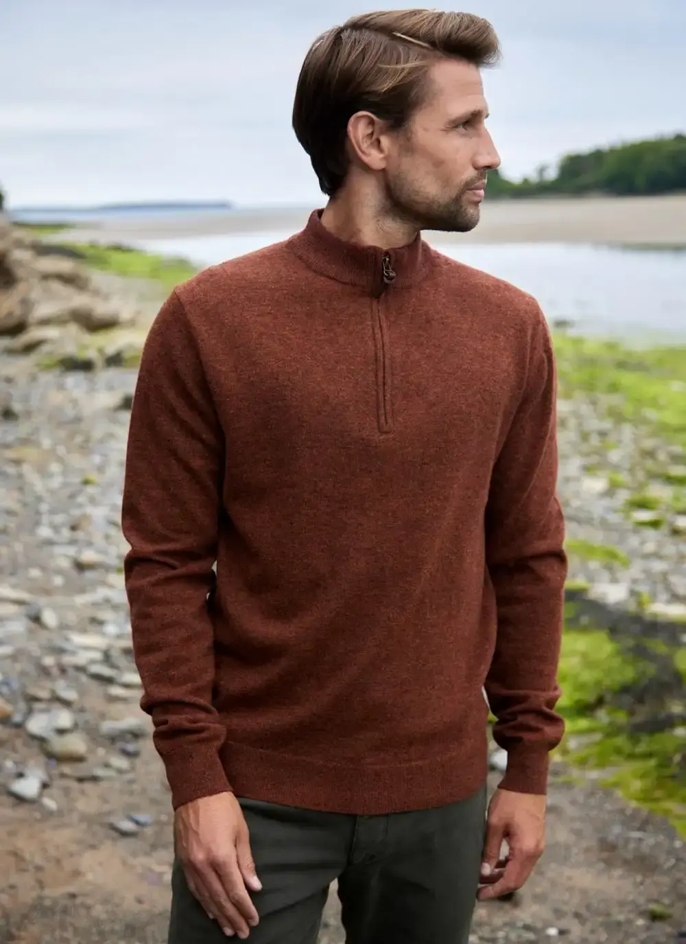 Lambswool Zip Neck Sweater 