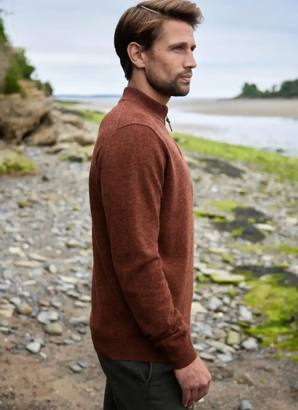 Lambswool Zip Neck Sweater 
