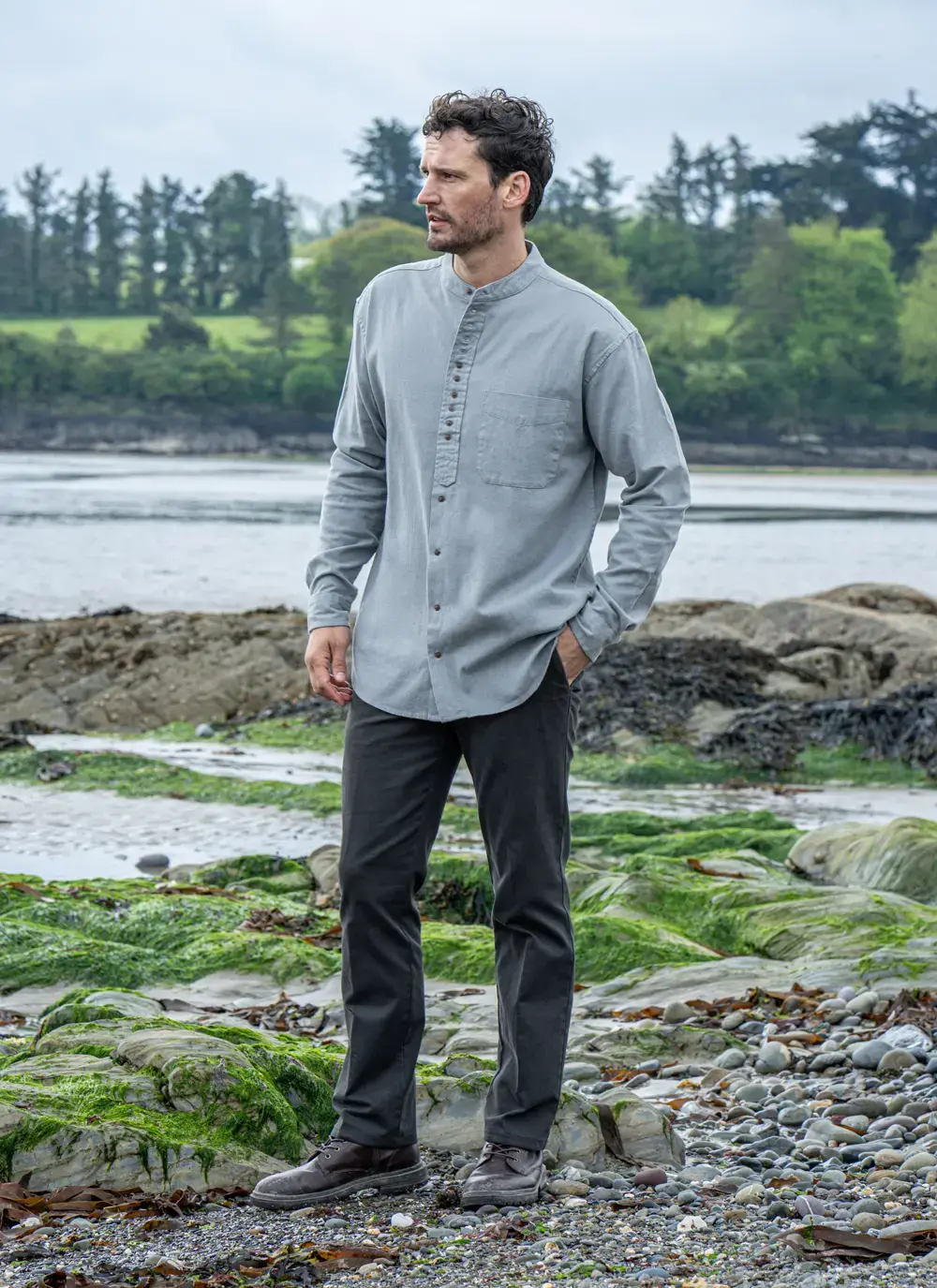 Andrew Cotton Linen Grandfather Shirt