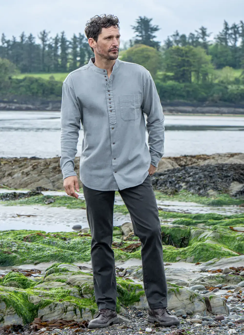 Andrew Cotton Linen Grandfather Shirt