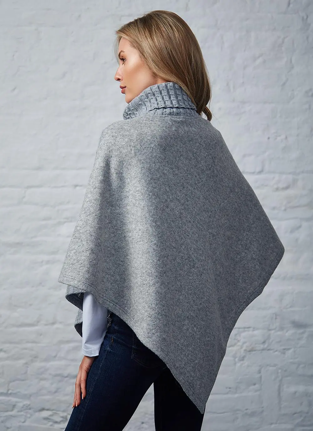 Aisling Polo Neck Aran Poncho