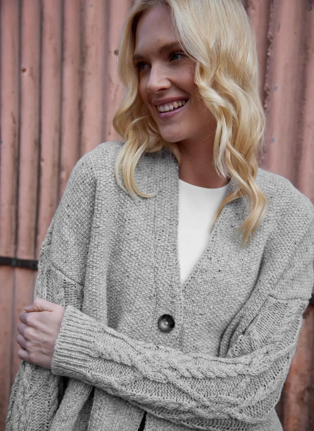 Alpaca Fleck Aran Sleeve Cardigan 