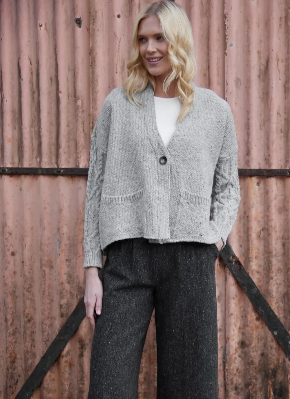 Alpaca Fleck Aran Sleeve Cardigan 