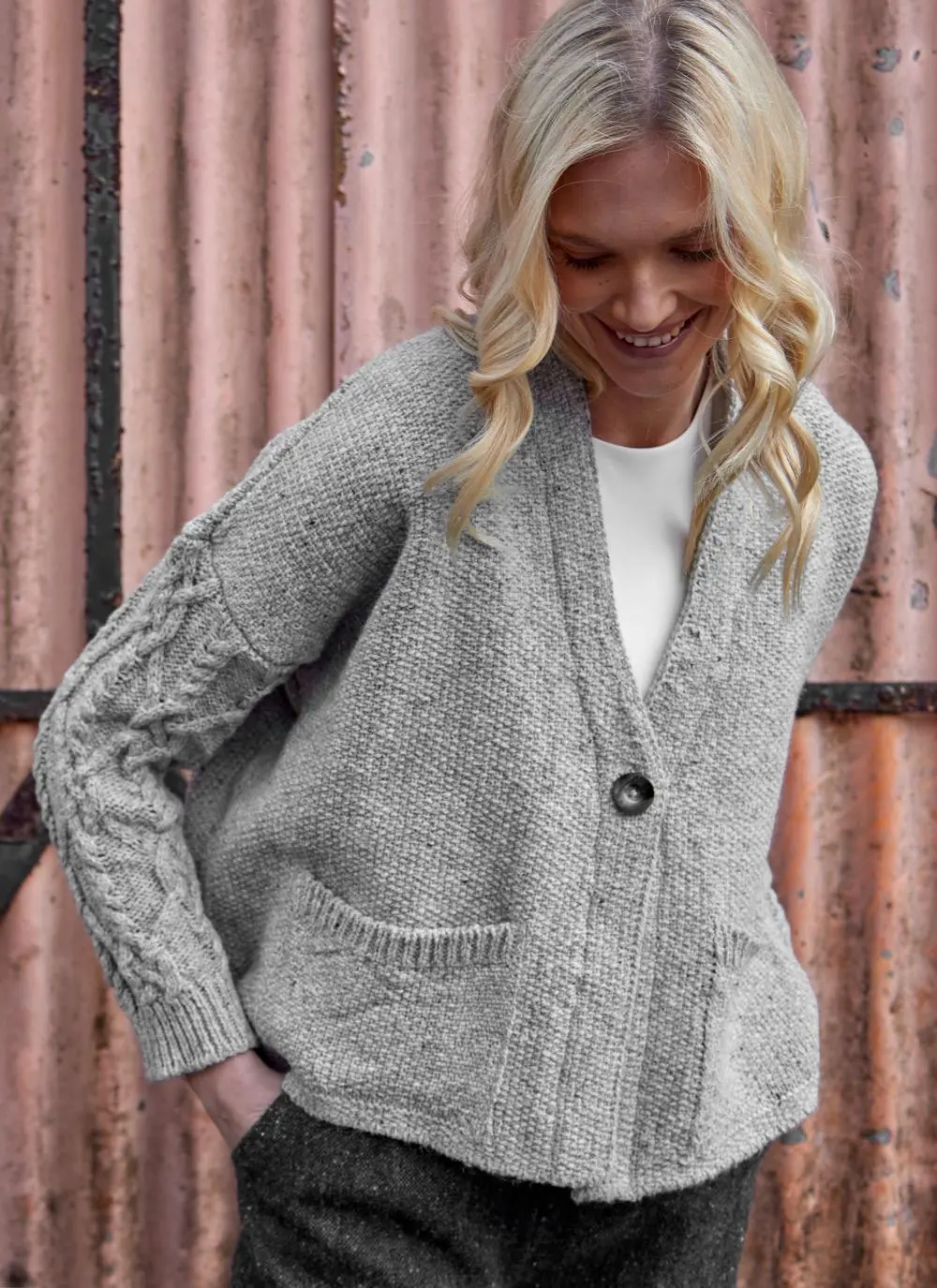 Alpaca Fleck Aran Sleeve Cardigan 