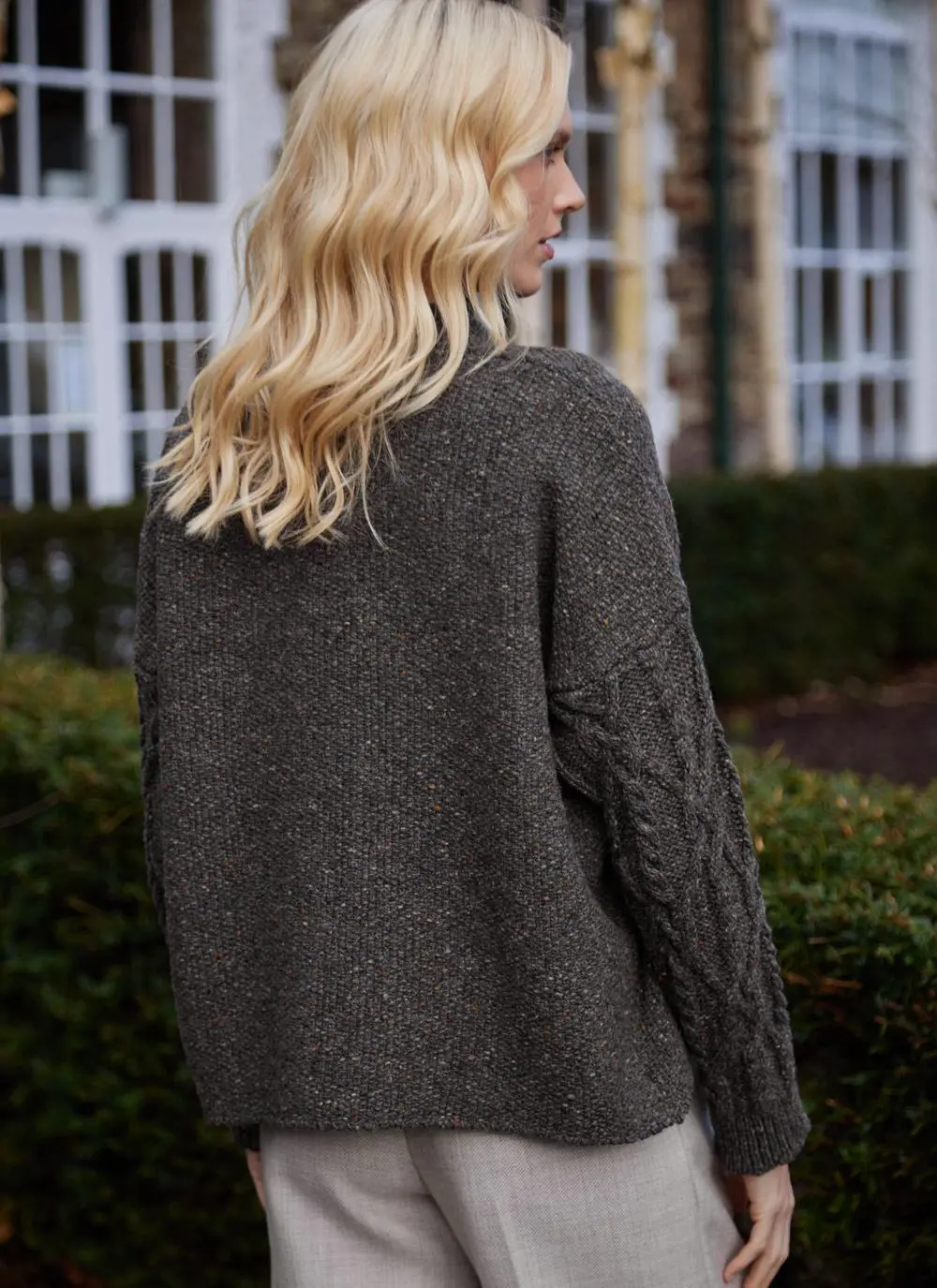 Alpaca Fleck Aran Sleeve Cardigan