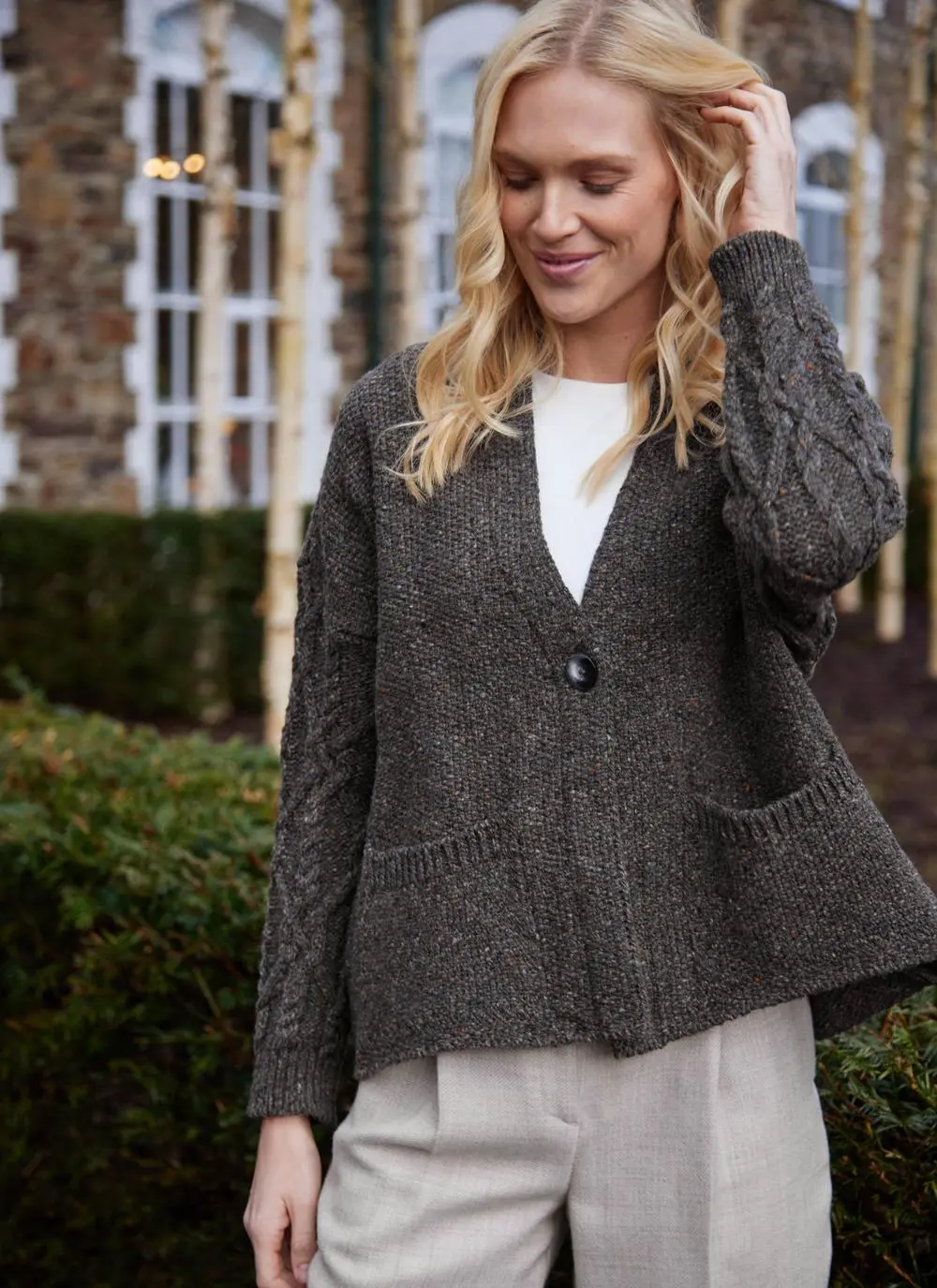 Alpaca Fleck Aran Sleeve Cardigan
