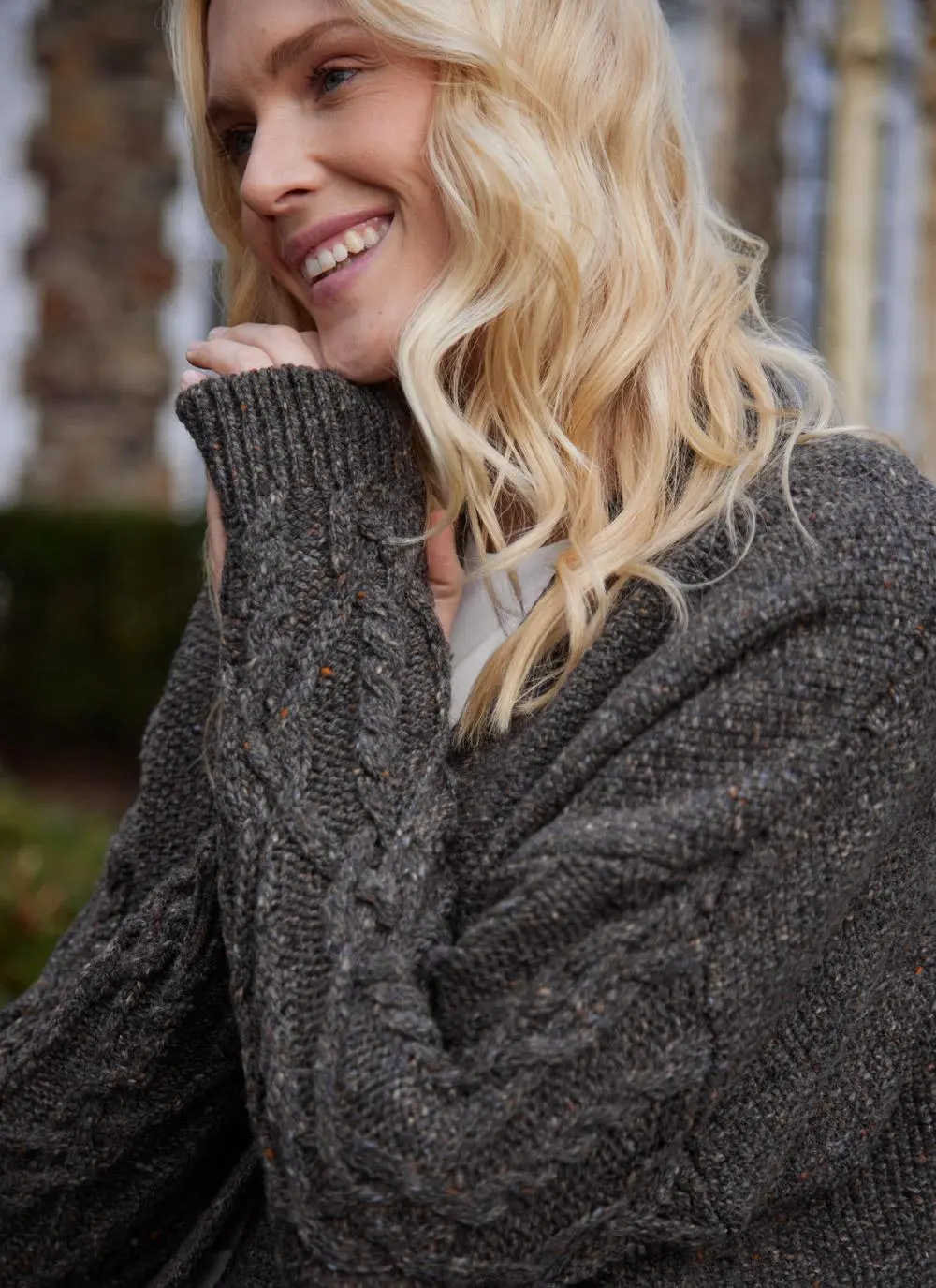 Alpaca Fleck Aran Sleeve Cardigan