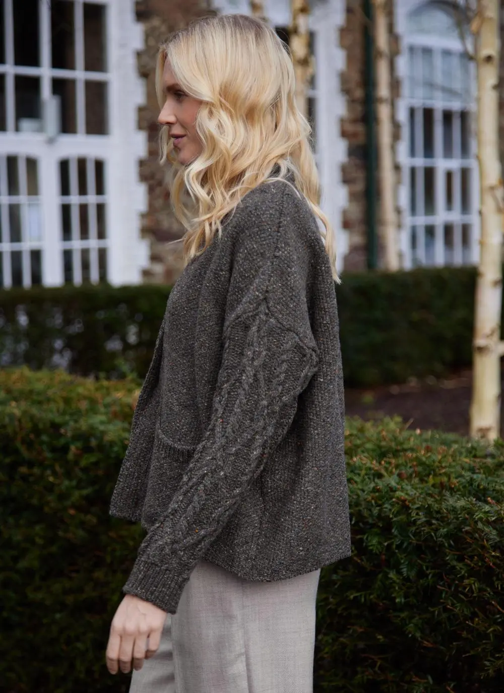 Alpaca Fleck Aran Sleeve Cardigan