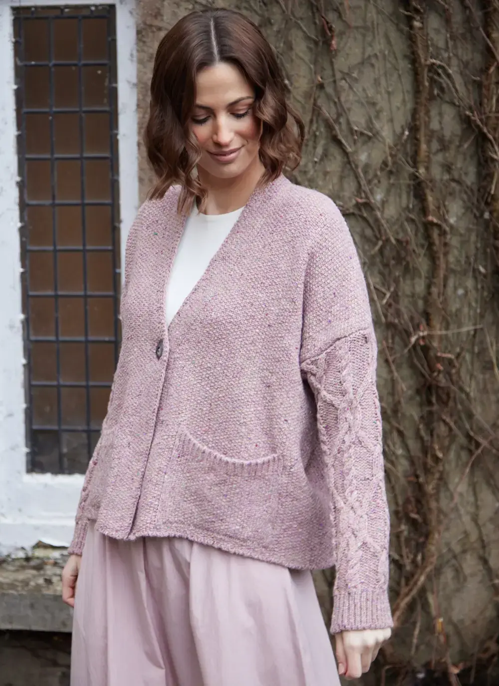 Alpaca Fleck Aran Sleeve Cardigan