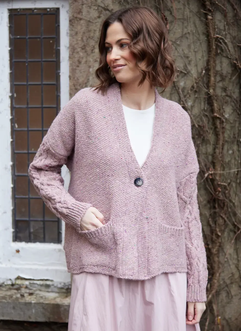 Alpaca Fleck Aran Sleeve Cardigan