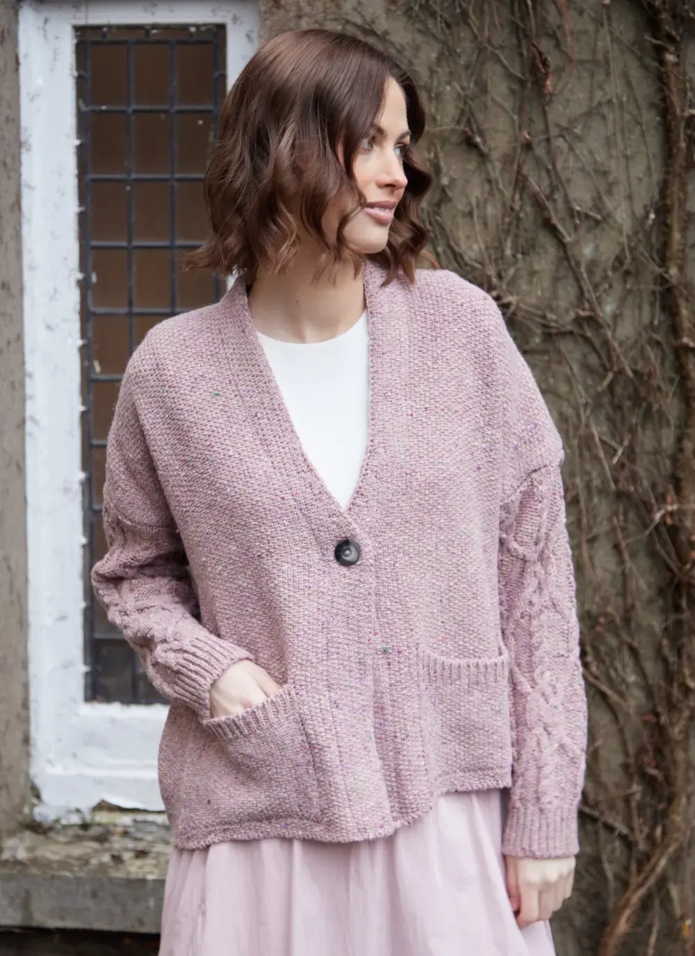 Alpaca Fleck Aran Sleeve Cardigan