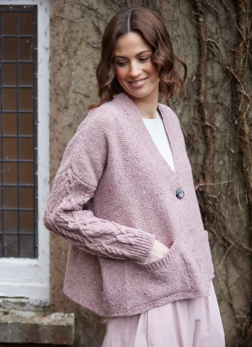 Alpaca Fleck Aran Sleeve Cardigan