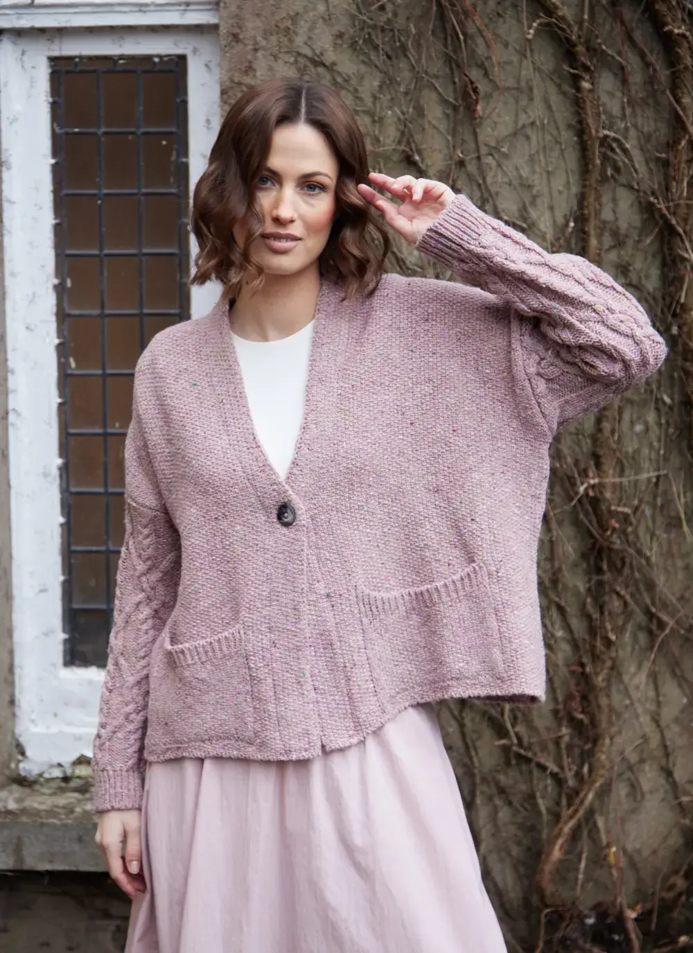 Alpaca Fleck Aran Sleeve Cardigan
