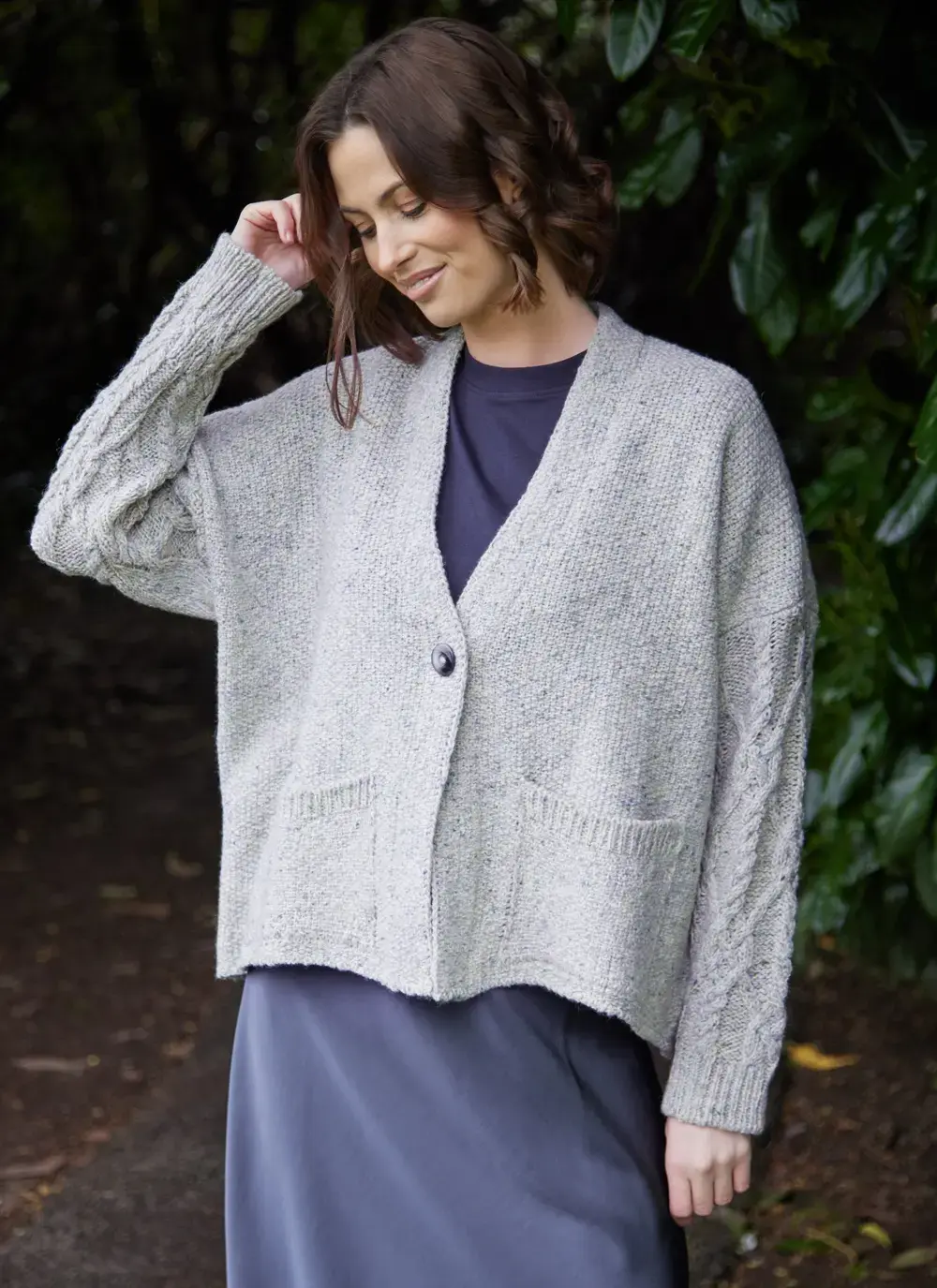 Alpaca Fleck Aran Sleeve Cardigan 