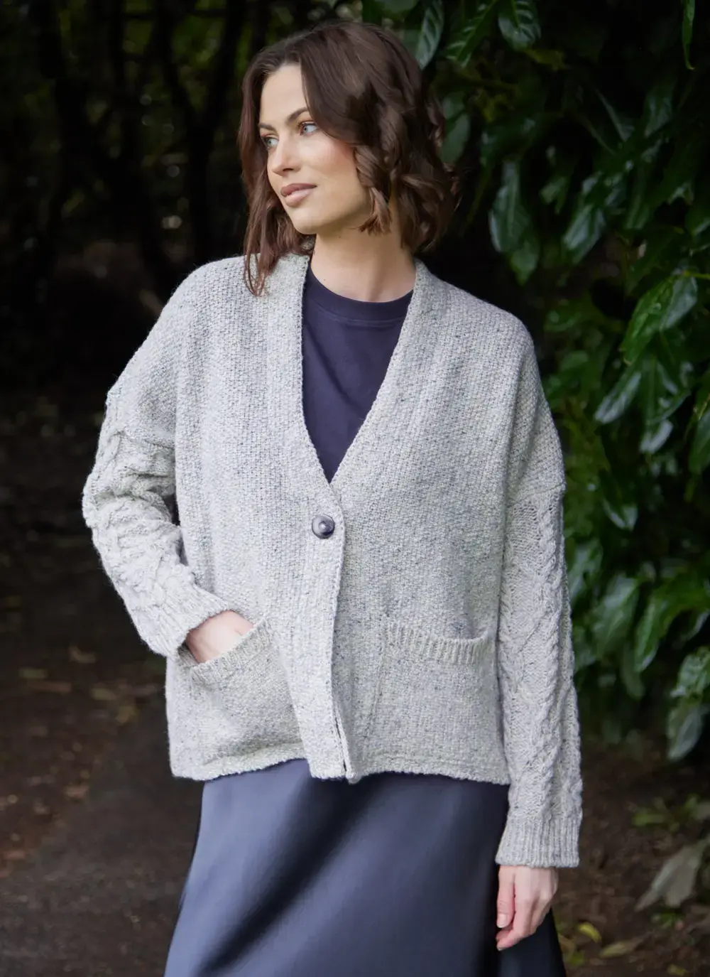 Alpaca Fleck Aran Sleeve Cardigan 
