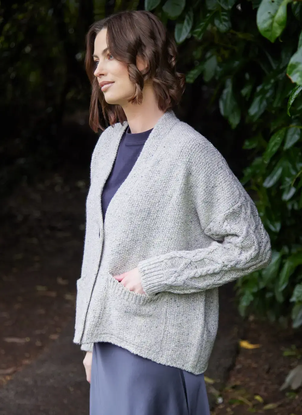 Alpaca Fleck Aran Sleeve Cardigan 