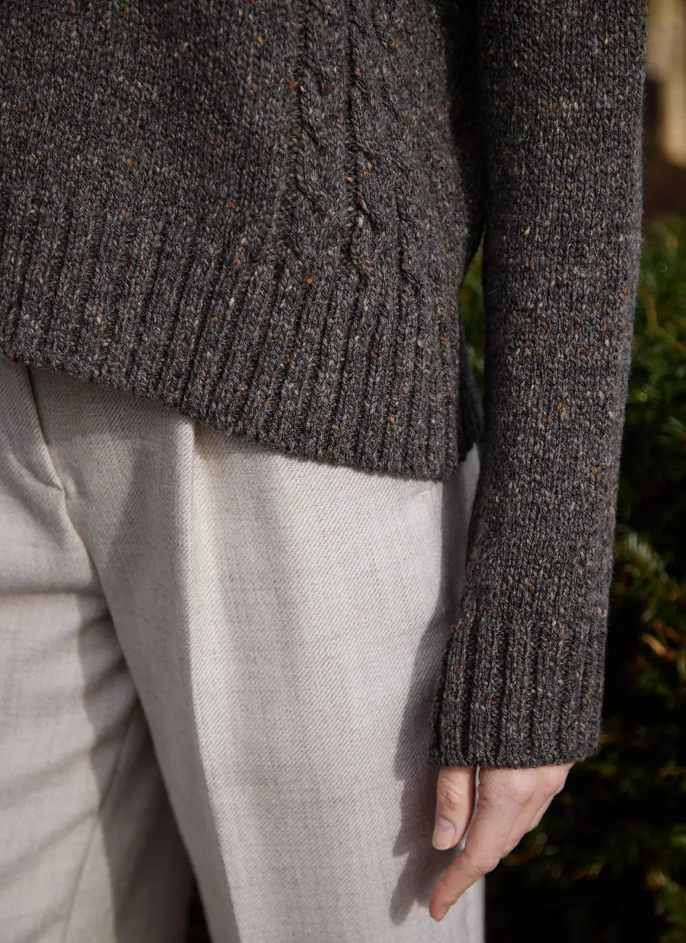 Alpaca Roll Funnel Neck Cable Sweater