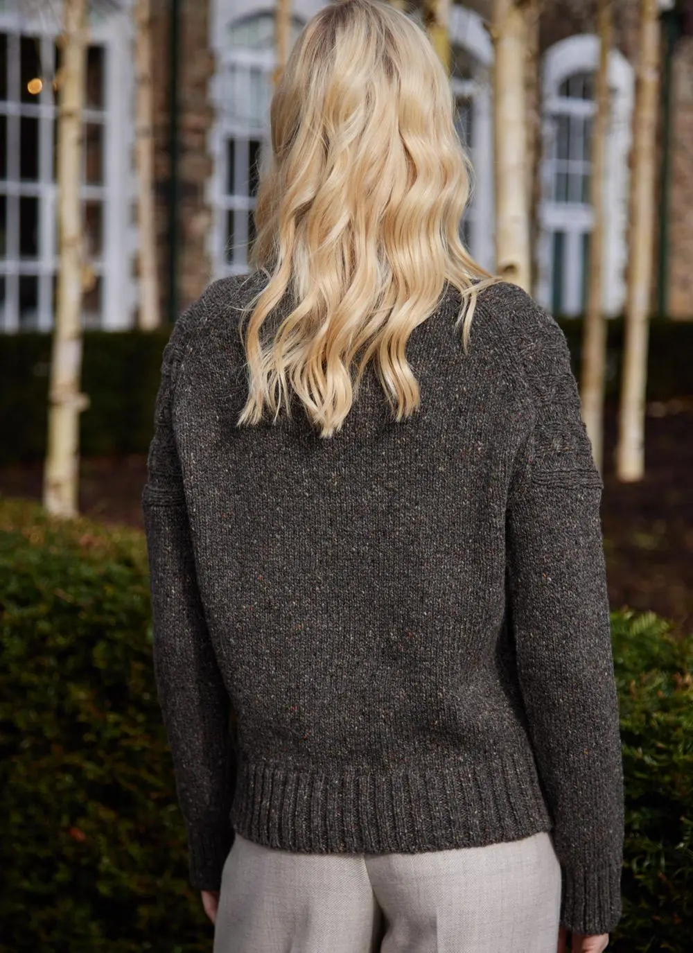 Alpaca Roll Funnel Neck Cable Sweater