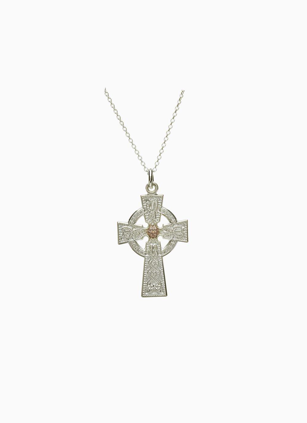 Celtic Stone Set Trinity Knot Sterling Silver Cross