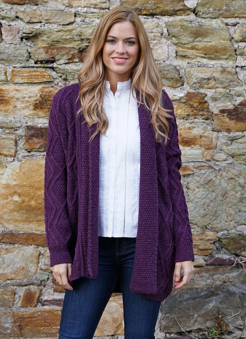 Audrey Drape Aran Cardigan