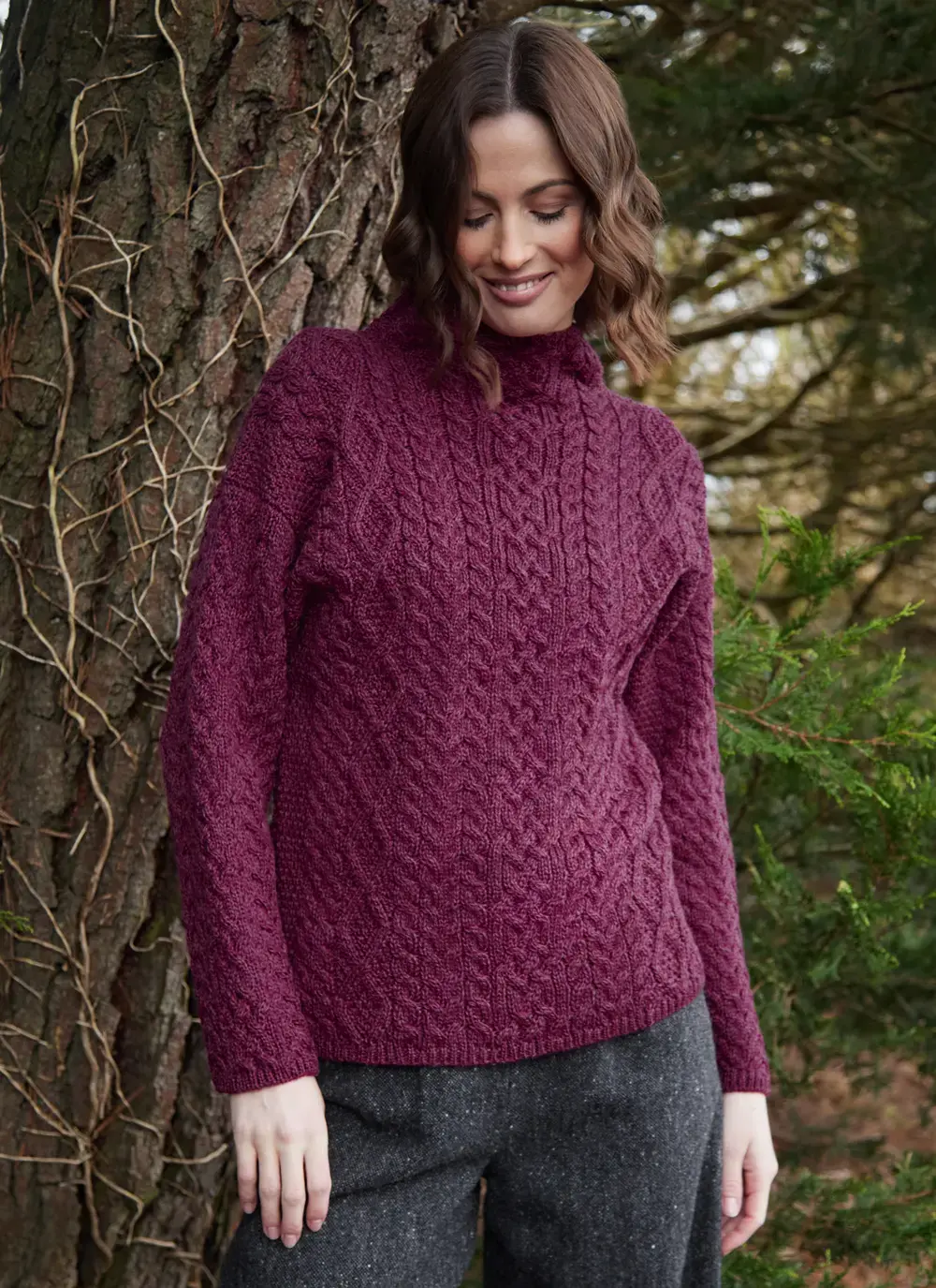 Ava Aran Funnel Neck Sweater