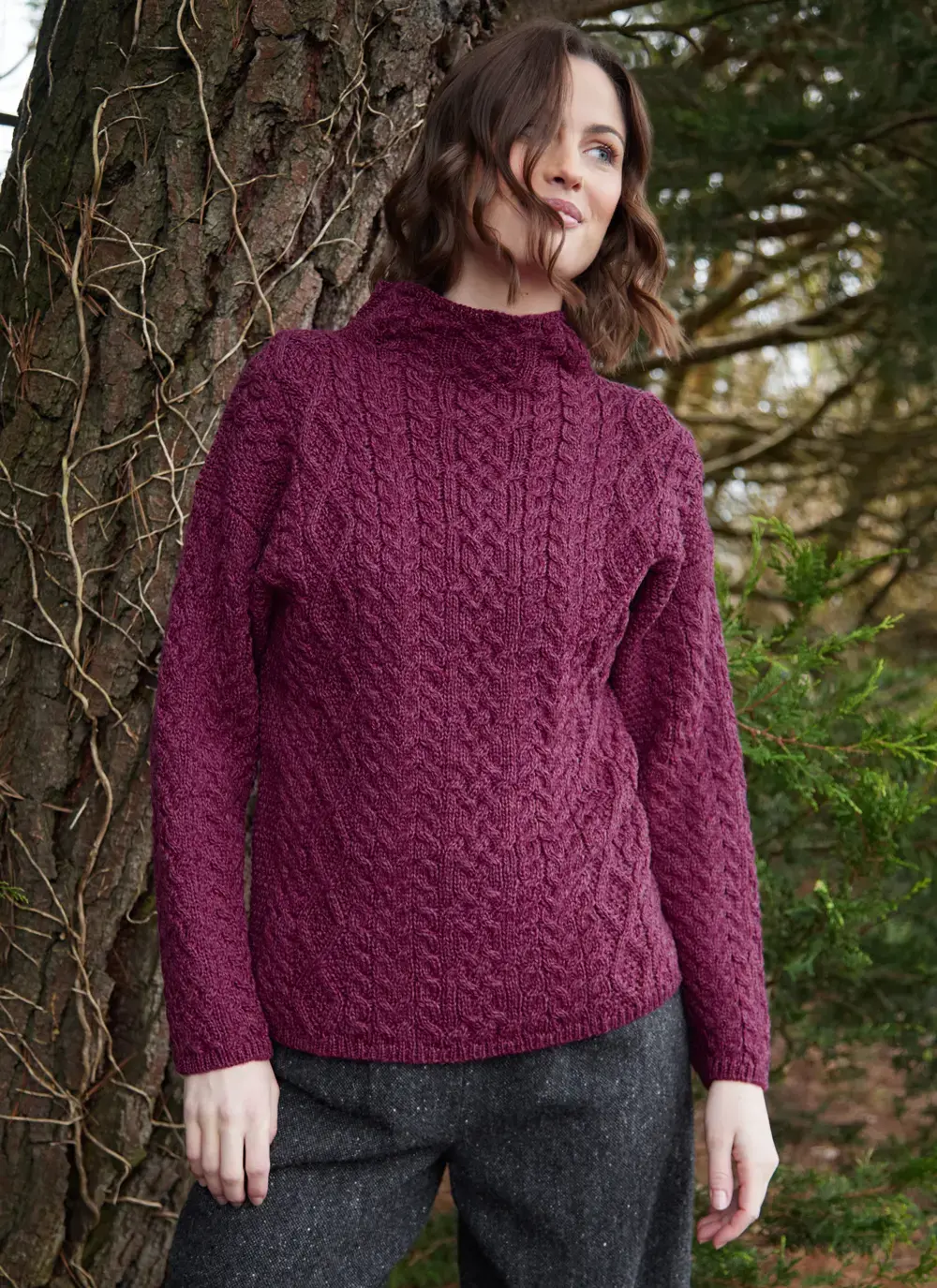 Ava Aran Funnel Neck Sweater