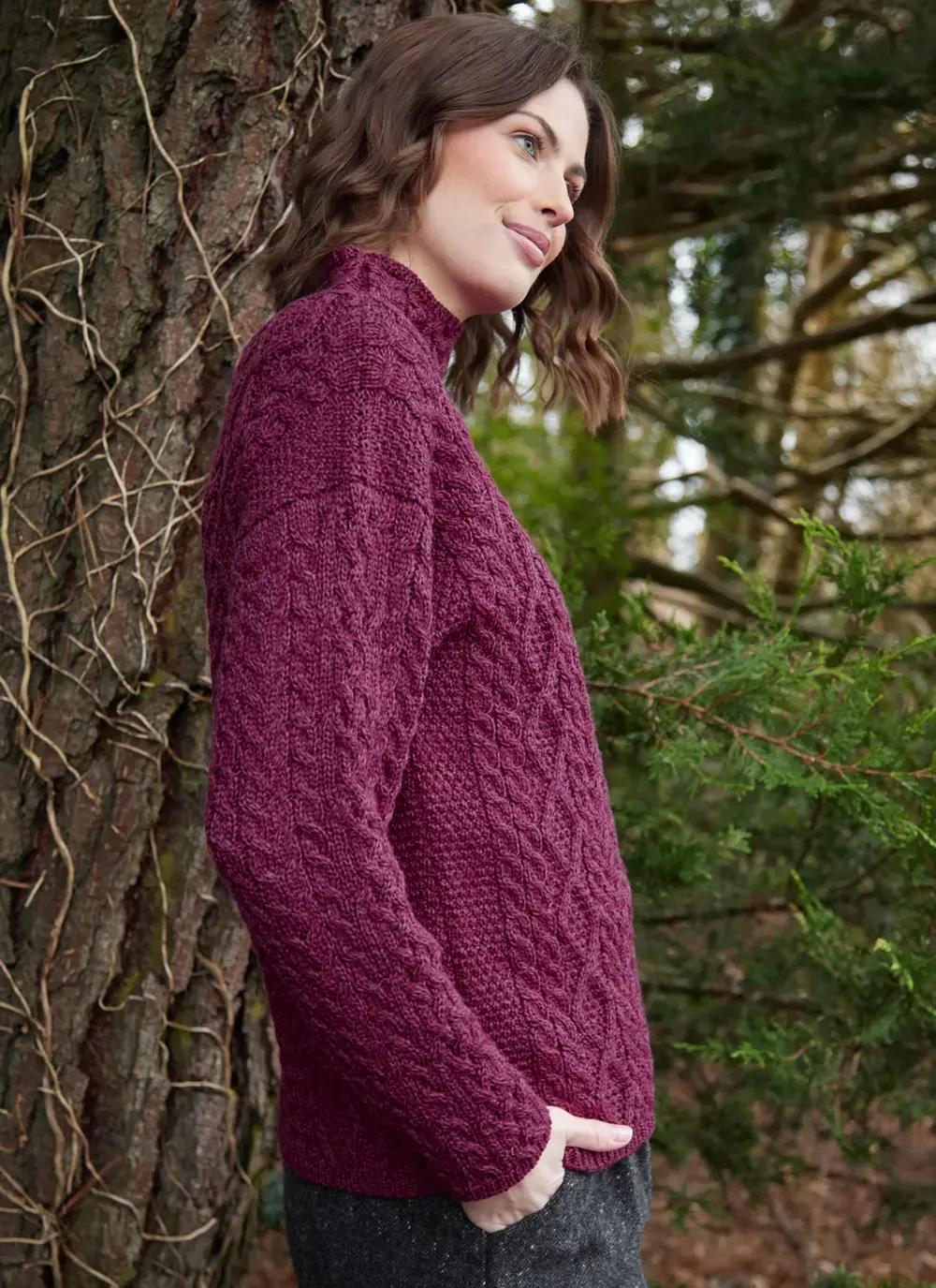 Ava Aran Funnel Neck Sweater