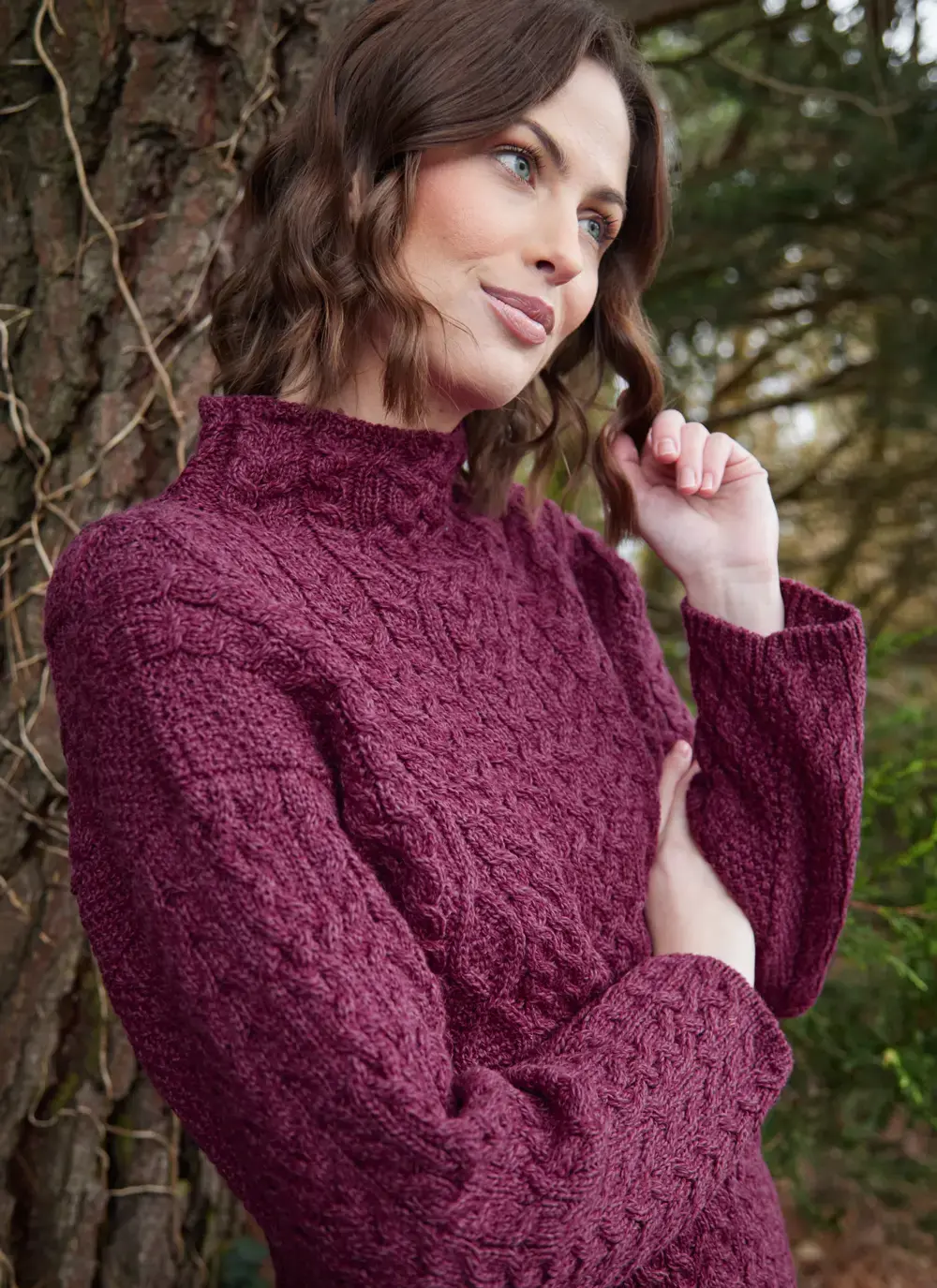 Ava Aran Funnel Neck Sweater
