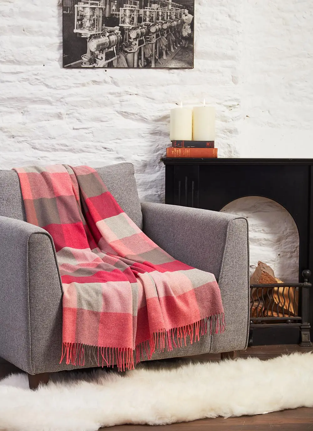 Pink Fields Lambswool Throw