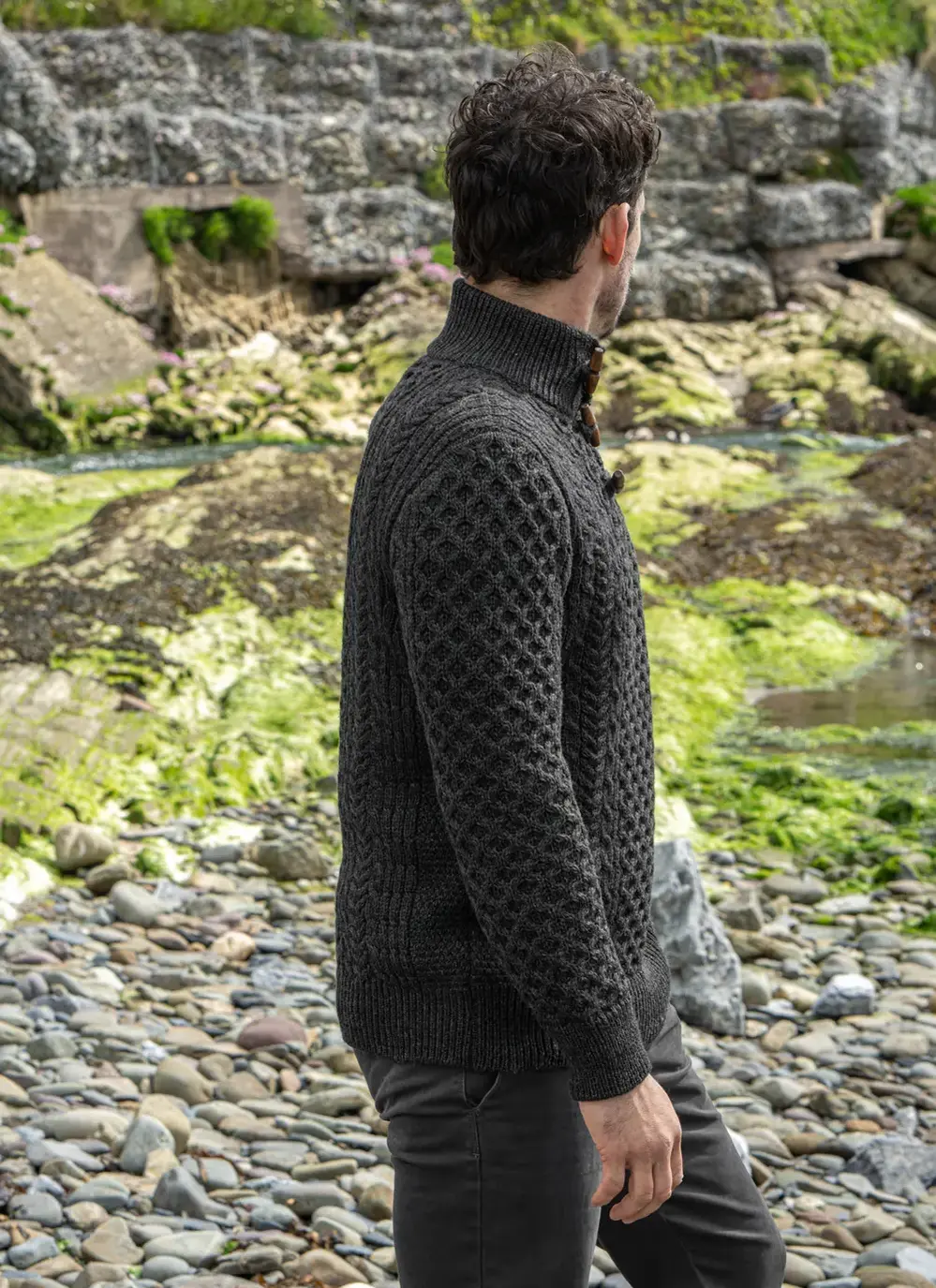 Cormac Toggle Neck Aran Sweater