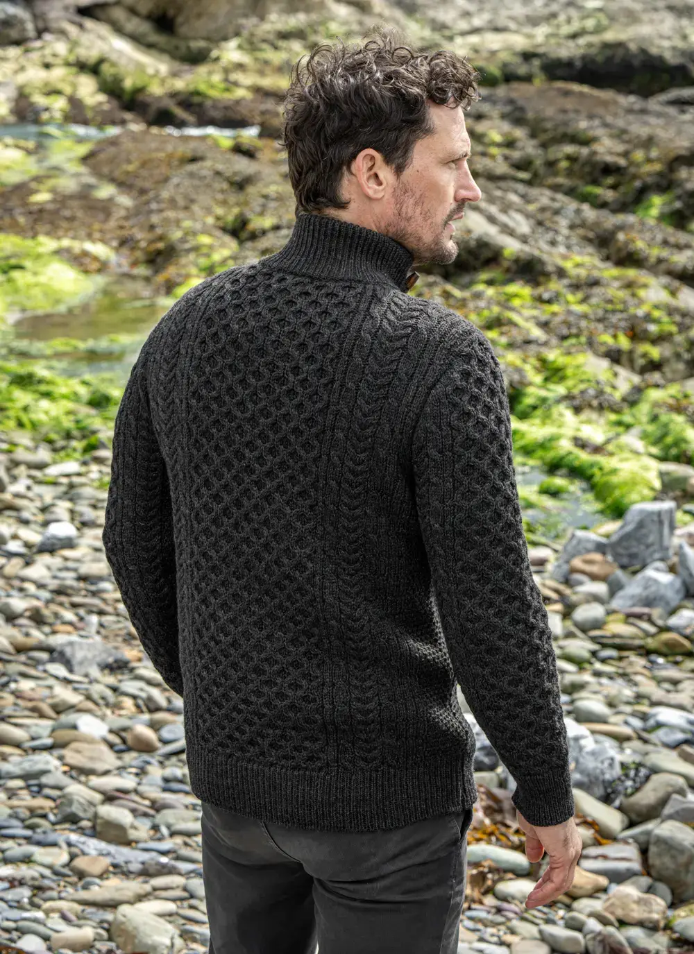 Cormac Toggle Neck Aran Sweater