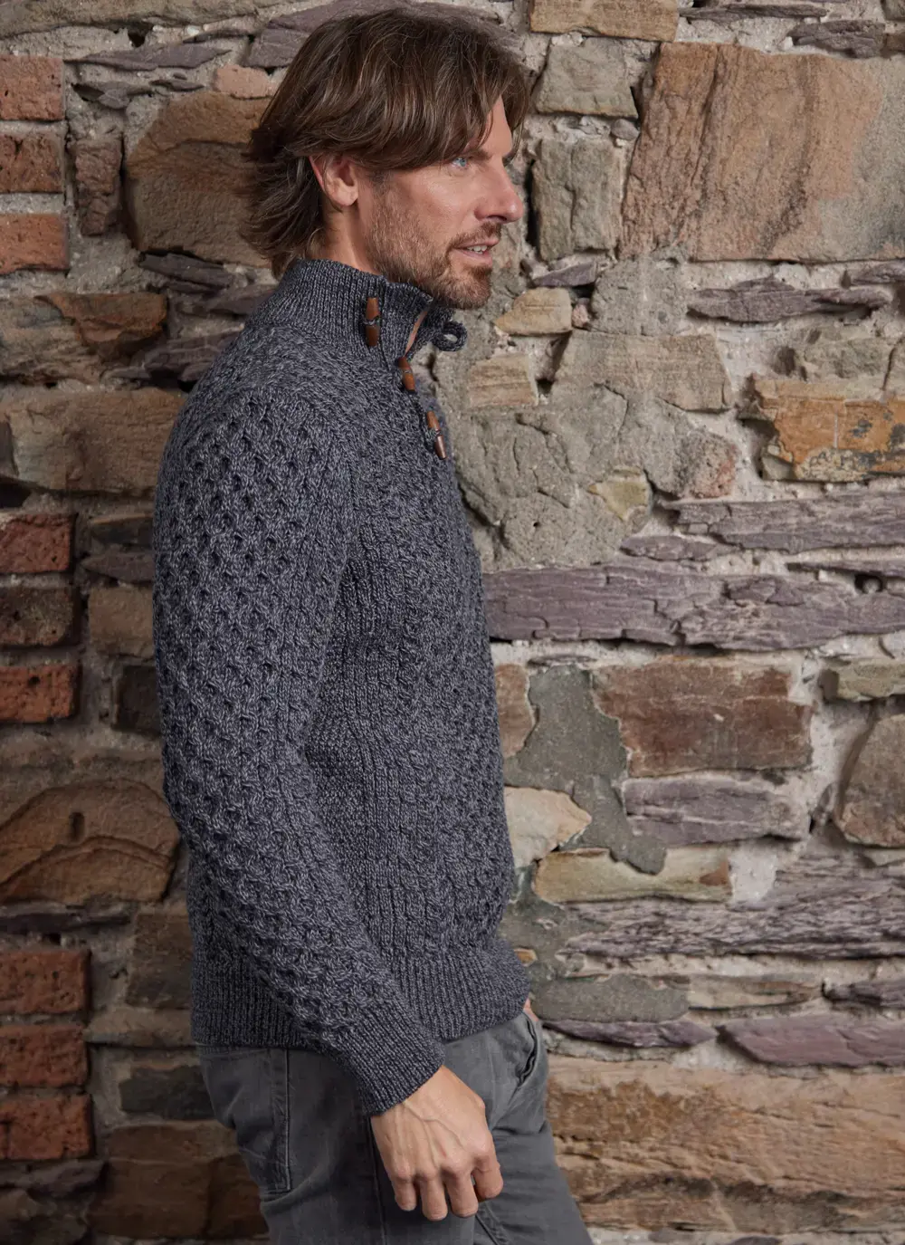 Cormac Toggle Neck Aran Sweater