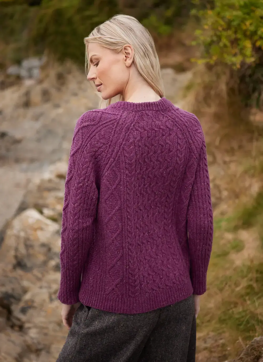Niamh Wool Cashmere Cable Crew Neck Sweater 