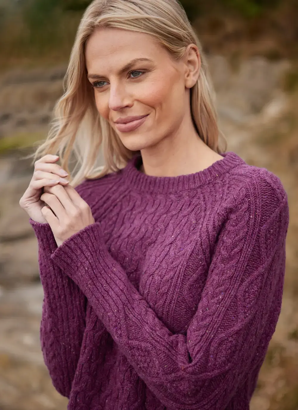 Niamh Wool Cashmere Cable Crew Neck Sweater 