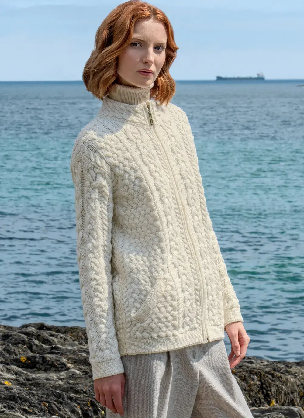 Clodagh Zip Aran Cardigan