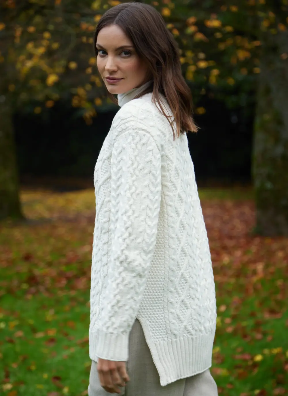 Cliona Cable V-Neck Aran Sweater