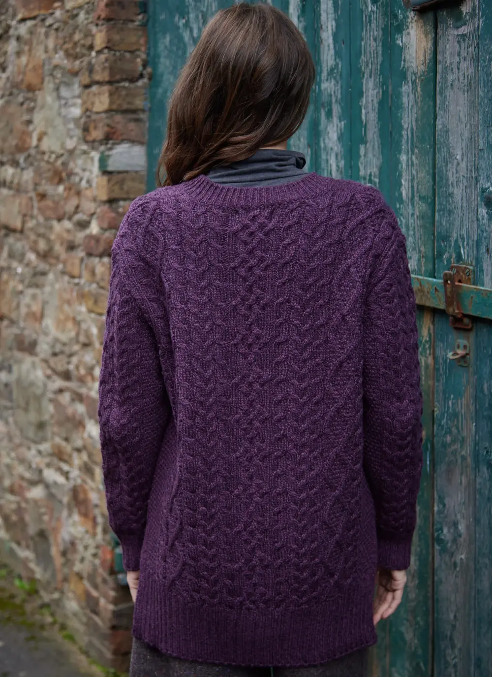 Cliona Cable V-Neck Aran Sweater