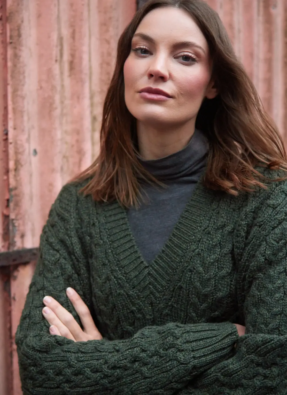 Cliona Cable V-Neck Aran Sweater