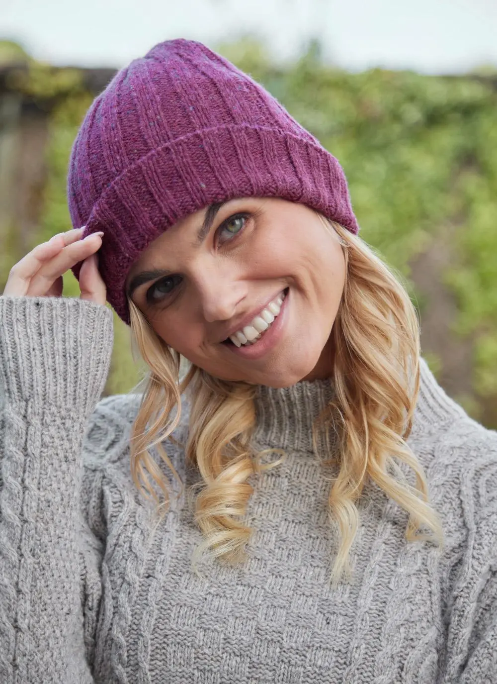 Wool Cashmere Tweed Ribbed beanie