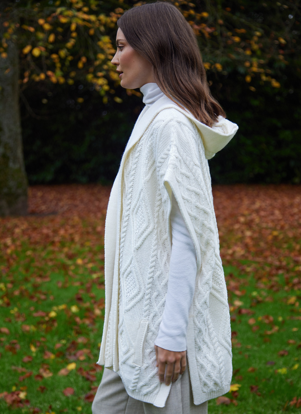 Caragh Hooded Aran Poncho