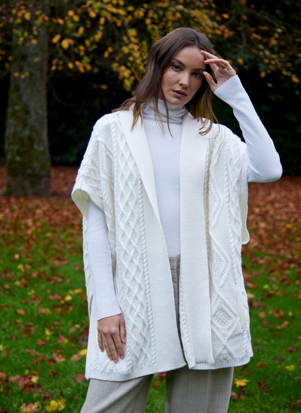 Caragh Hooded Aran Poncho