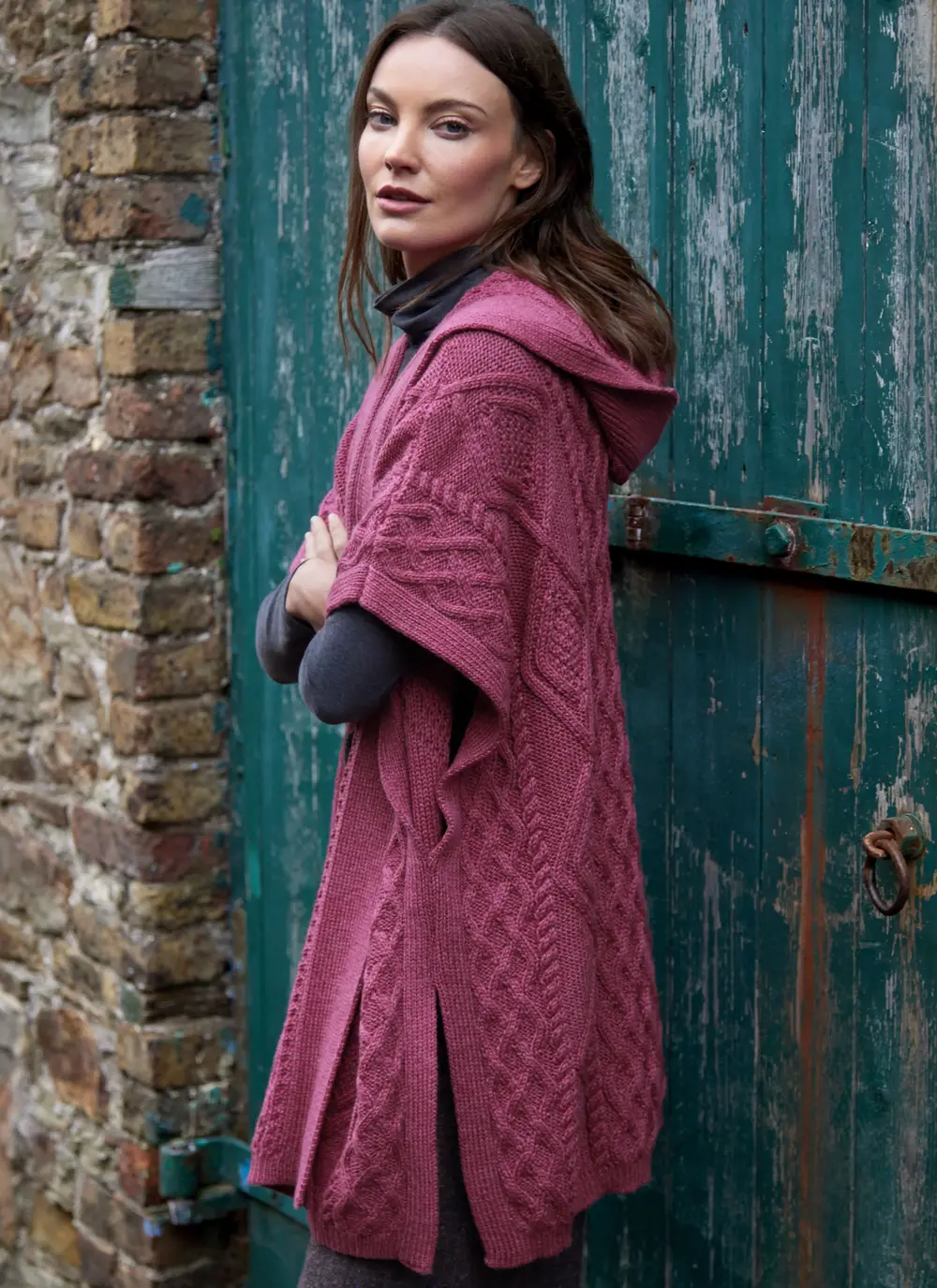 Caragh Hooded Aran Poncho