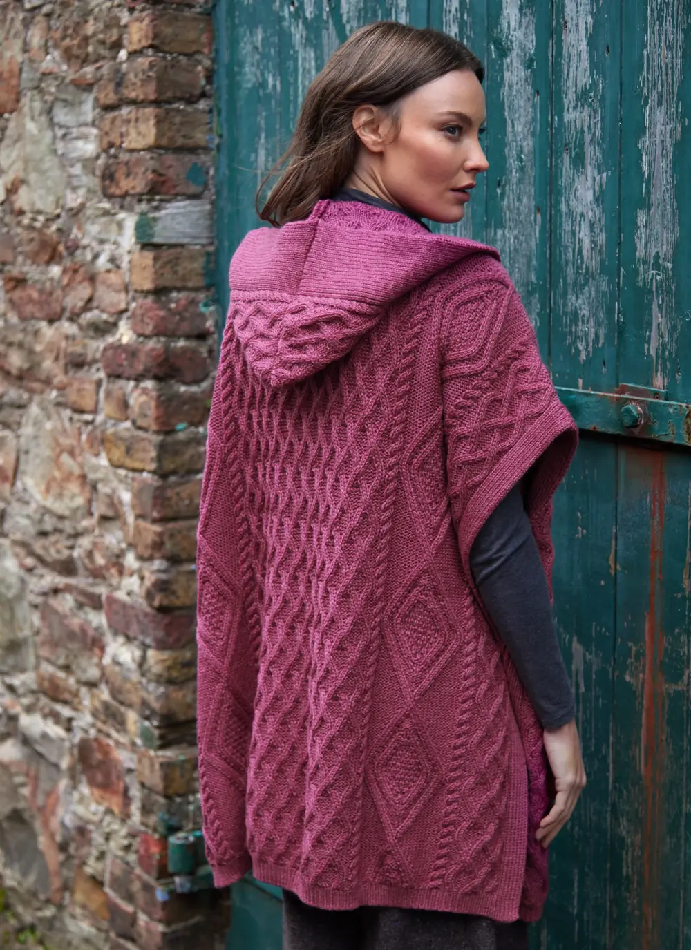 Caragh Hooded Aran Poncho