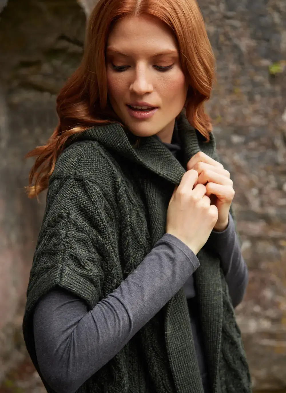 Caragh Hooded Aran Poncho