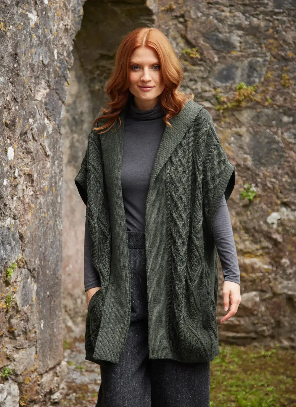 Caragh Hooded Aran Poncho