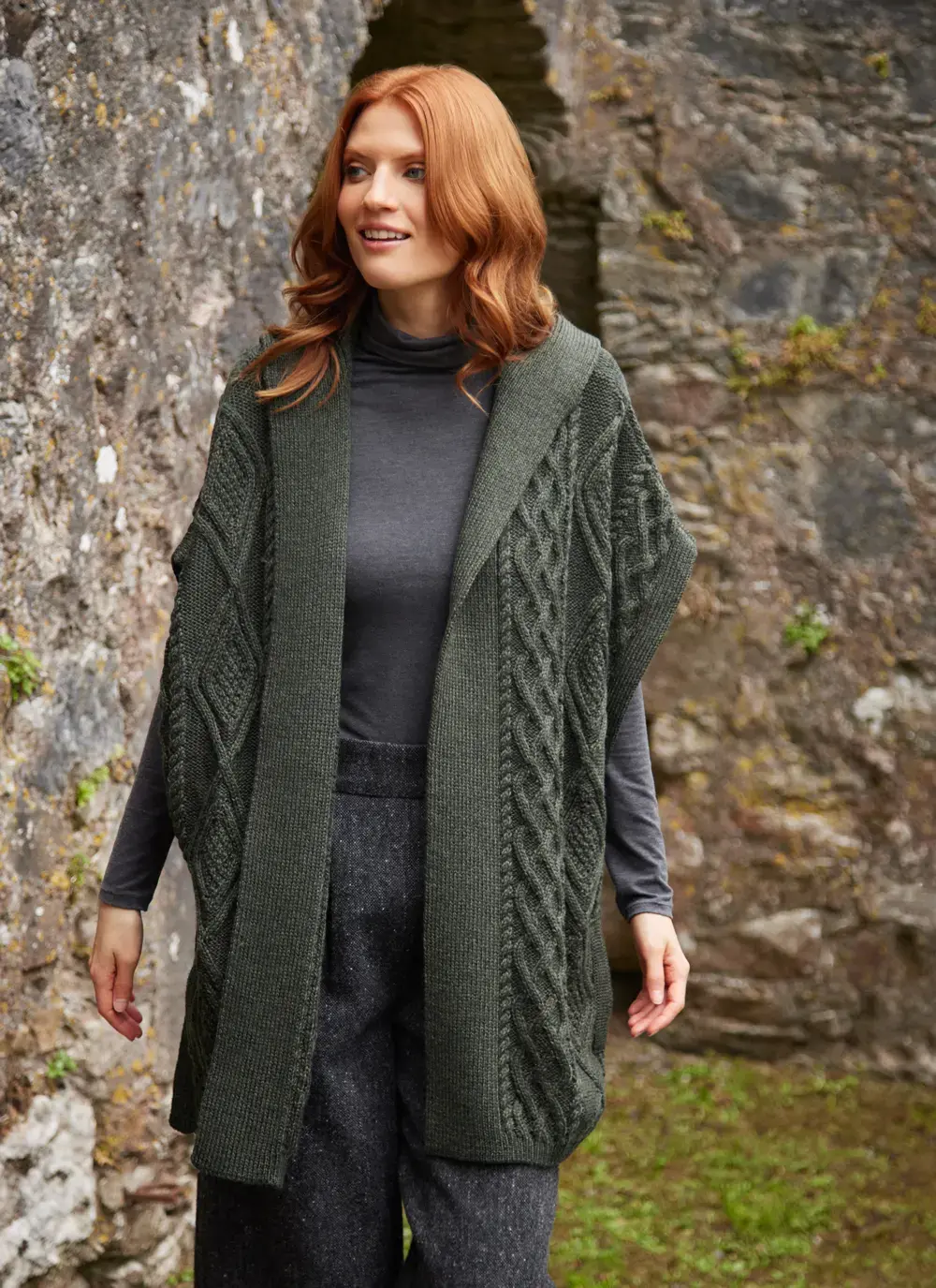 Caragh Hooded Aran Poncho