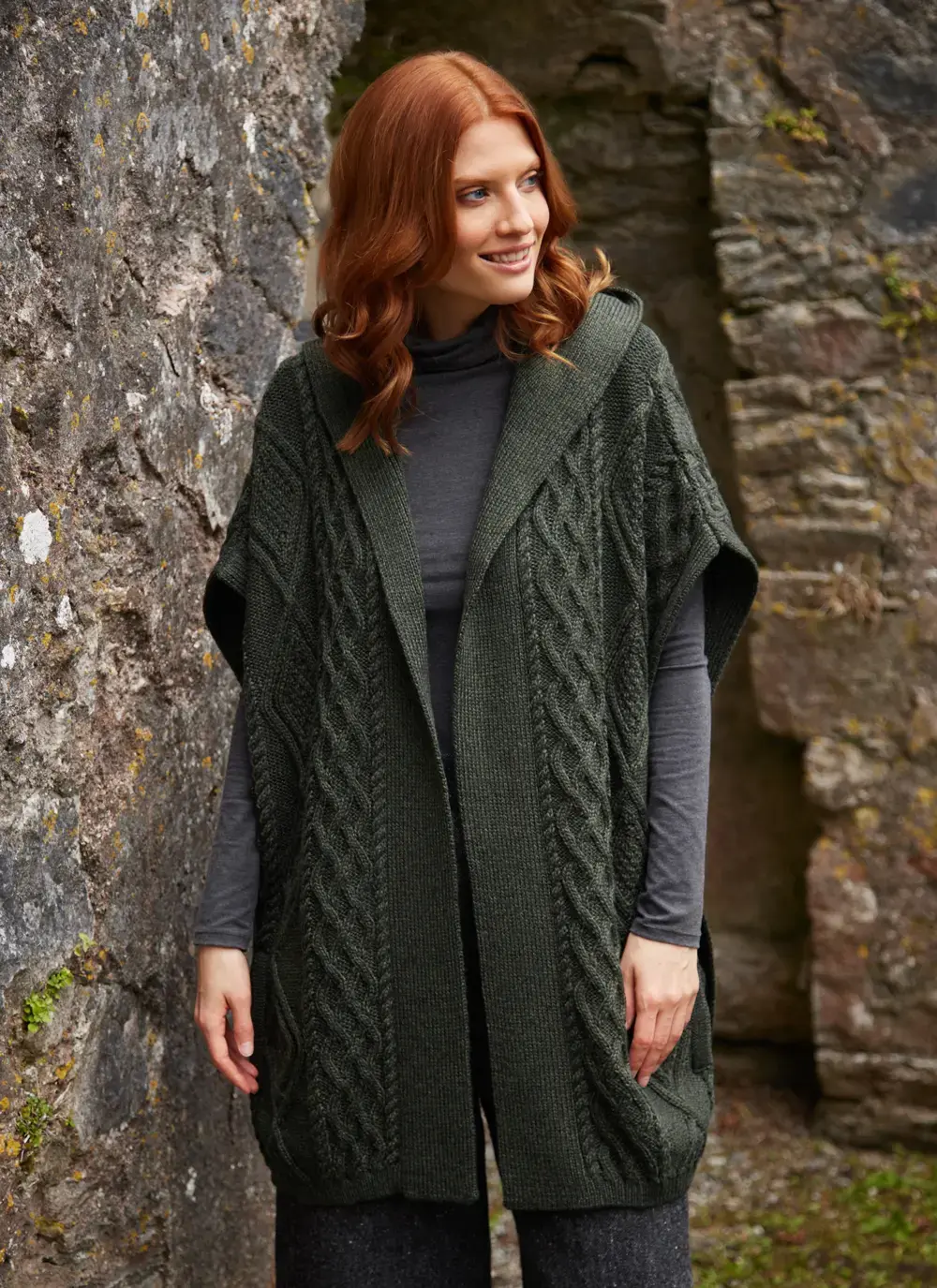 Caragh Hooded Aran Poncho
