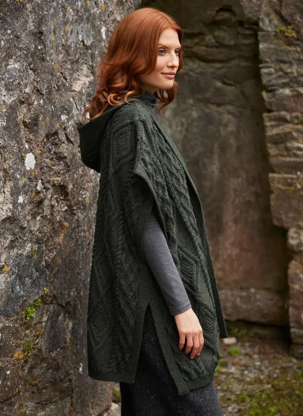 Caragh Hooded Aran Poncho