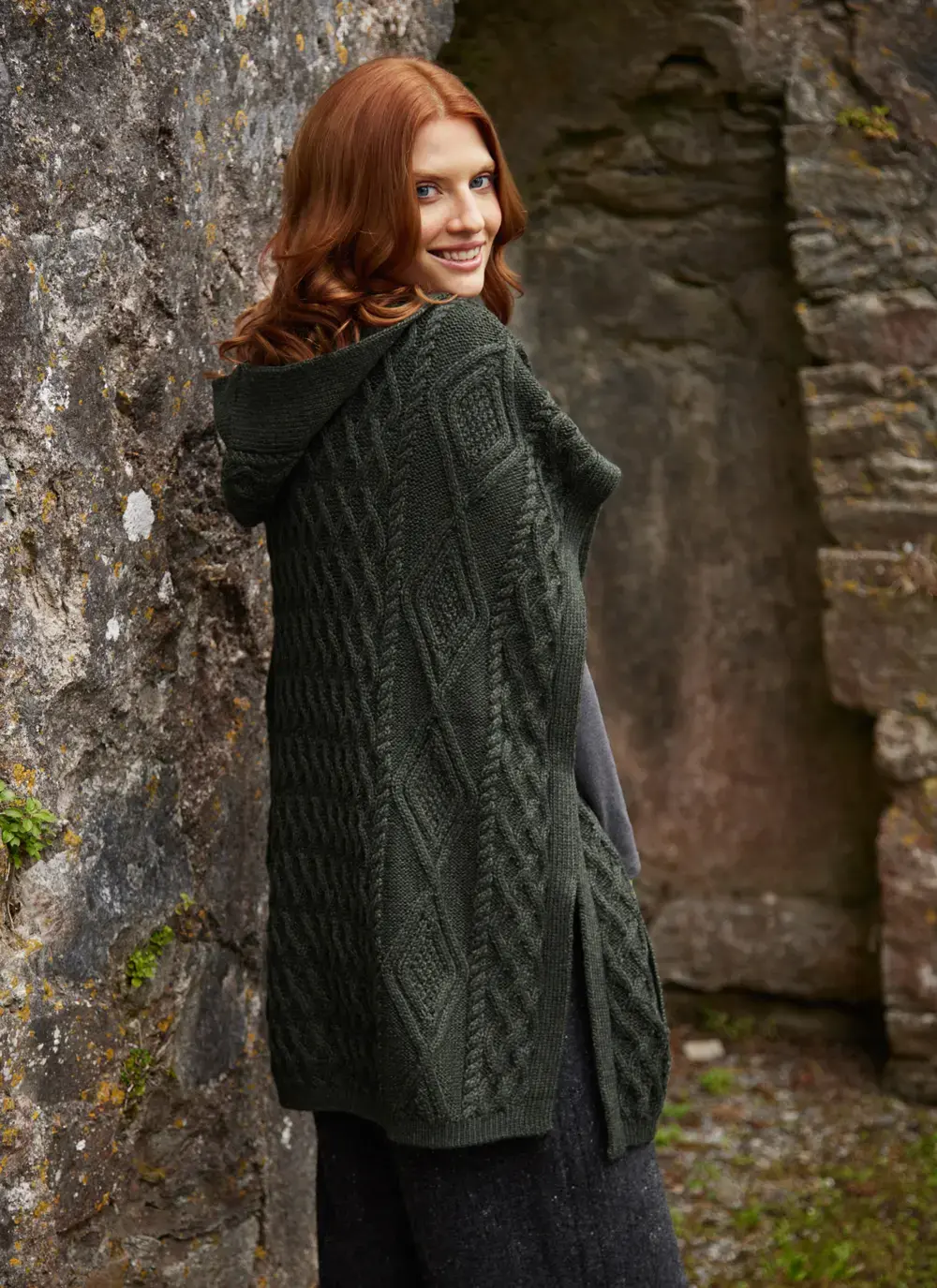 Caragh Hooded Aran Poncho